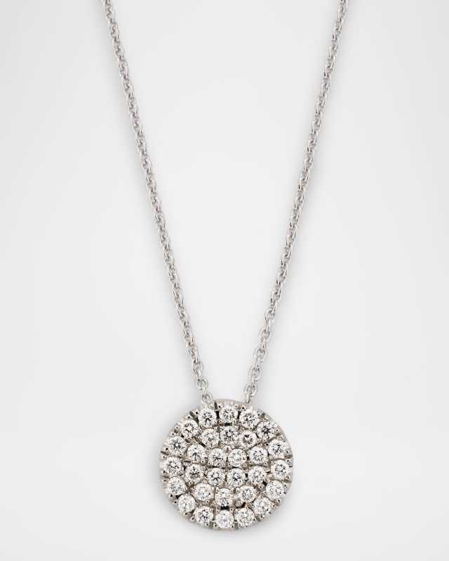 Sparkle 18K White Gold Petite Diamond Disc Pendant Necklace